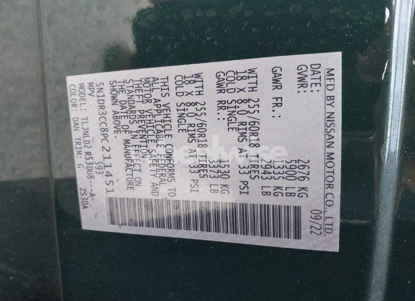 Photo 9 of 2023 Nissan Pathfinder SL 4WD (VIN 5N1DR3CC8PC211451)