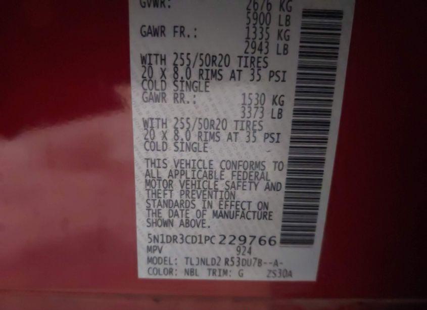 Photo 9 of 2023 Nissan Pathfinder SL 4WD (VIN 5N1DR3CD1PC229766)