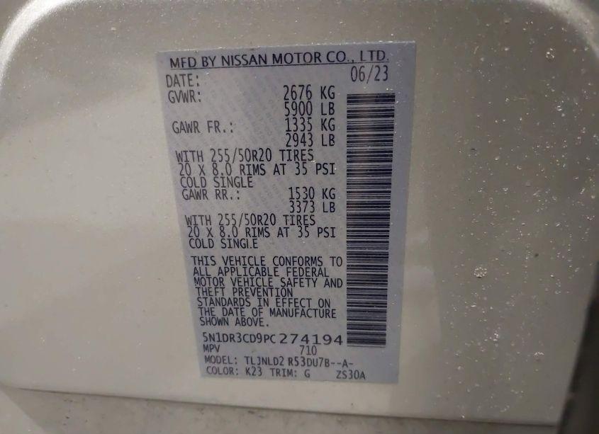 Photo 9 of 2023 Nissan Pathfinder SL 4WD (VIN 5N1DR3CD9PC274194)