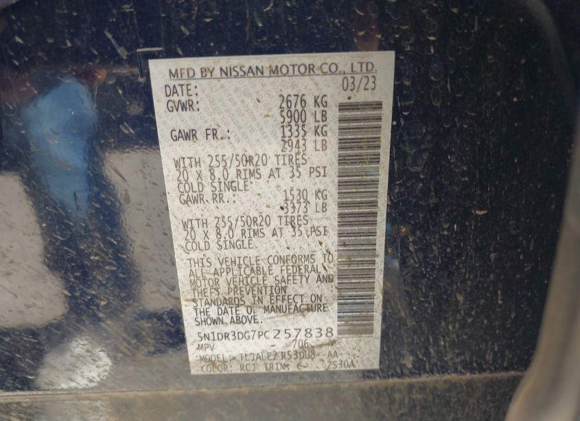 Photo 9 of 2023 Nissan Pathfinder PLATINUM FWD (VIN 5N1DR3DG7PC257838)