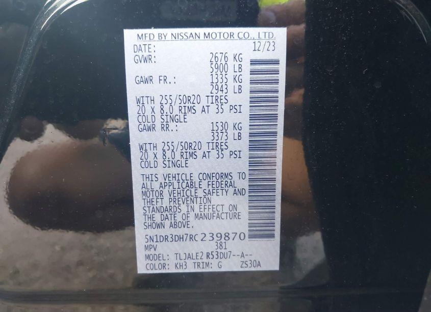 Photo 9 of 2024 Nissan Pathfinder PLATINUM FWD (VIN 5N1DR3DH7RC239870)