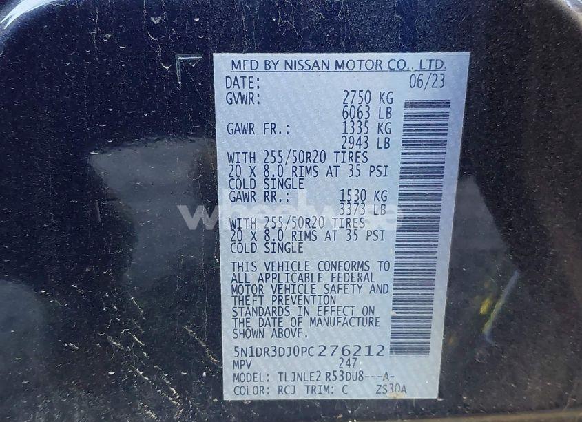 Photo 9 of 2023 Nissan Pathfinder PLATINUM 4WD (VIN 5N1DR3DJ0PC276212)