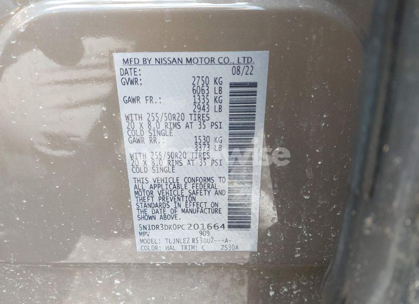 Photo 9 of 2023 Nissan Pathfinder PLATINUM 4WD (VIN 5N1DR3DK0PC201664)