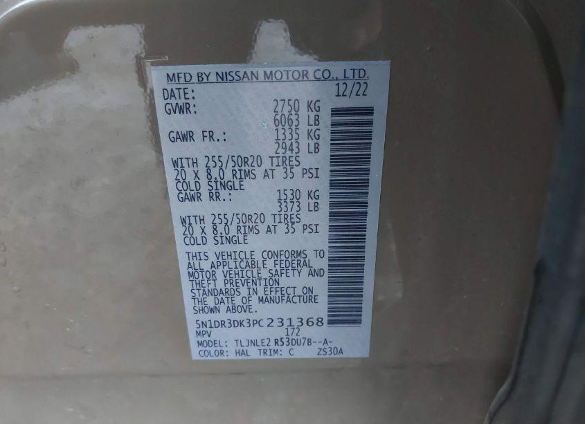 Photo 9 of 2023 Nissan Pathfinder PLATINUM 4WD (VIN 5N1DR3DK3PC231368)