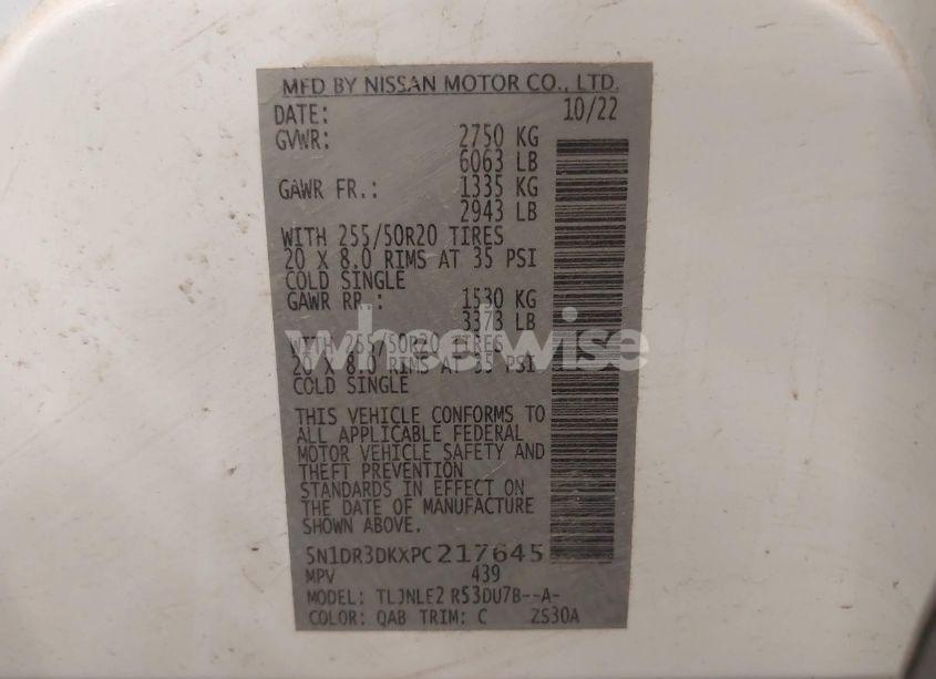 Photo 9 of 2023 Nissan Pathfinder PLATINUM 4WD (VIN 5N1DR3DKXPC217645)