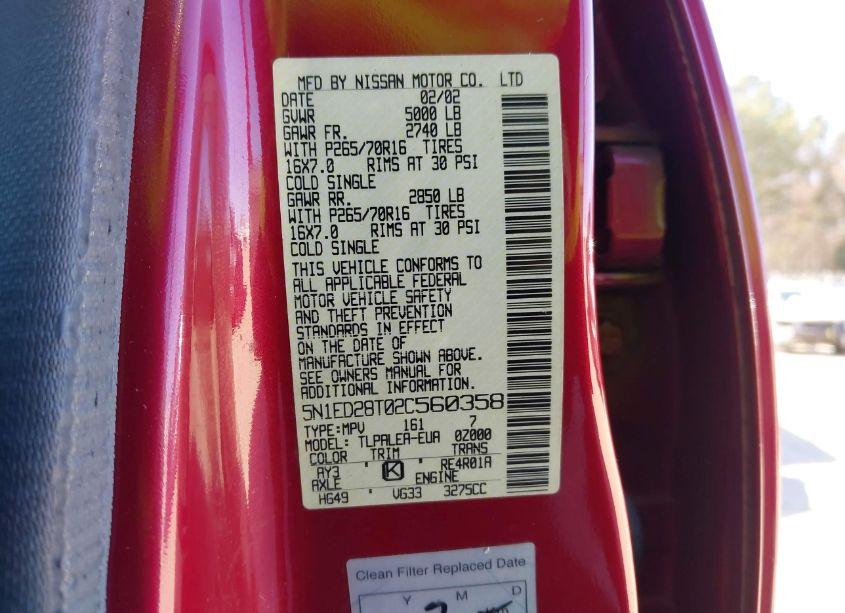 Photo 9 of 2002 Nissan Xterra XE (VIN 5N1ED28T02C560358)