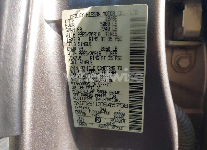 Photo 9 of 2003 Nissan Xterra XE/SE (VIN 5N1ED28T13C645758)