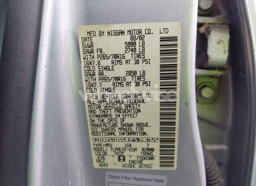 Photo 9 of 2002 Nissan Xterra XE (VIN 5N1ED28T22C606322)