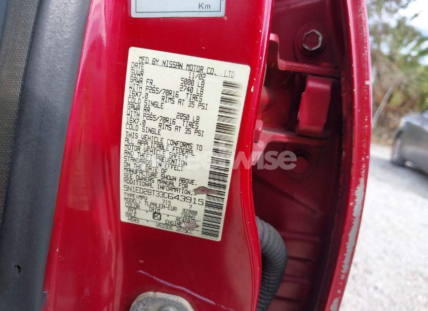 Photo 9 of 2003 Nissan Xterra XE (VIN 5N1ED28T33C643915)