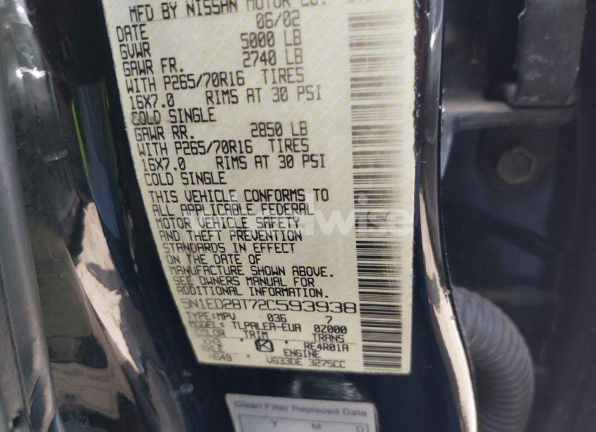 Photo 9 of 2002 Nissan Xterra XE (VIN 5N1ED28T72C593938)