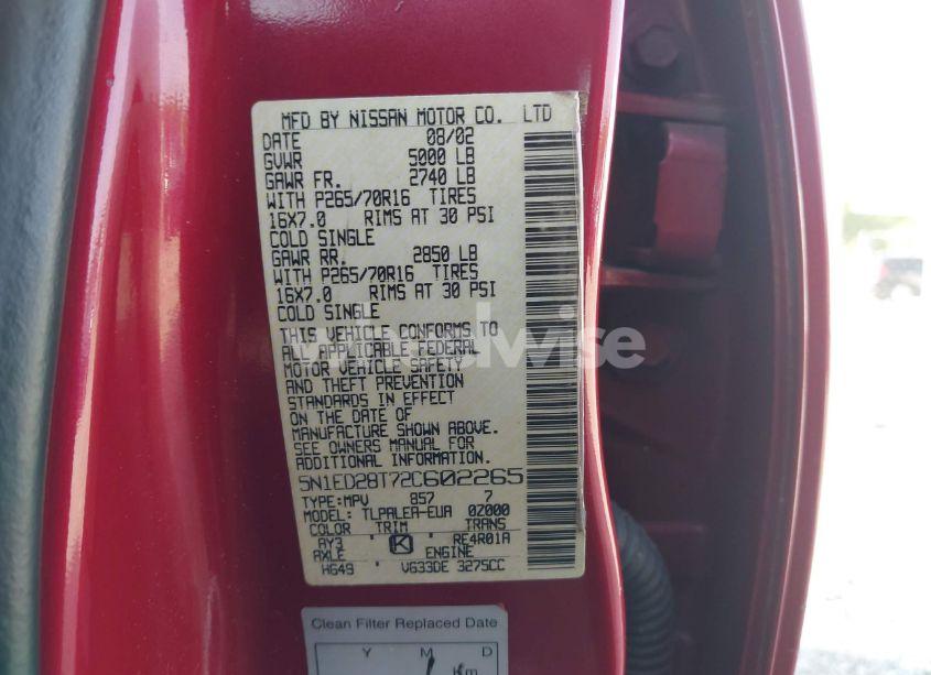 Photo 9 of 2002 Nissan Xterra XE (VIN 5N1ED28T72C602265)