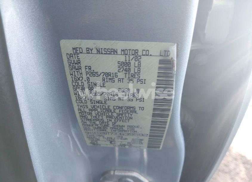 Photo 9 of 2003 Nissan Xterra SE (VIN 5N1ED28T73C639592)