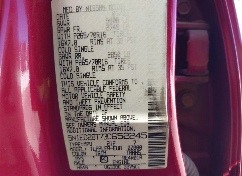 Photo 9 of 2003 Nissan Xterra XE (VIN 5N1ED28T73C652245)