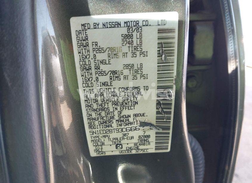 Photo 9 of 2003 Nissan Xterra XE (VIN 5N1ED28T93C666468)