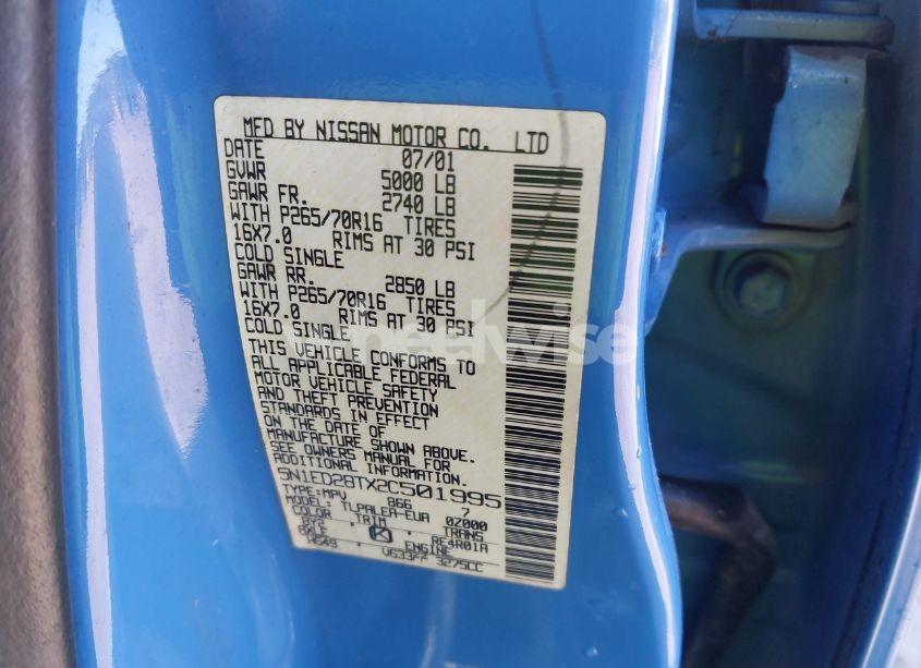 Photo 9 of 2002 Nissan Xterra XE (VIN 5N1ED28TX2C501995)