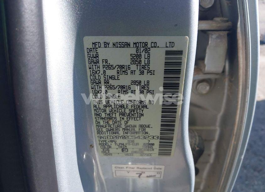 Photo 9 of 2002 Nissan Xterra SE (VIN 5N1ED28Y02C543233)