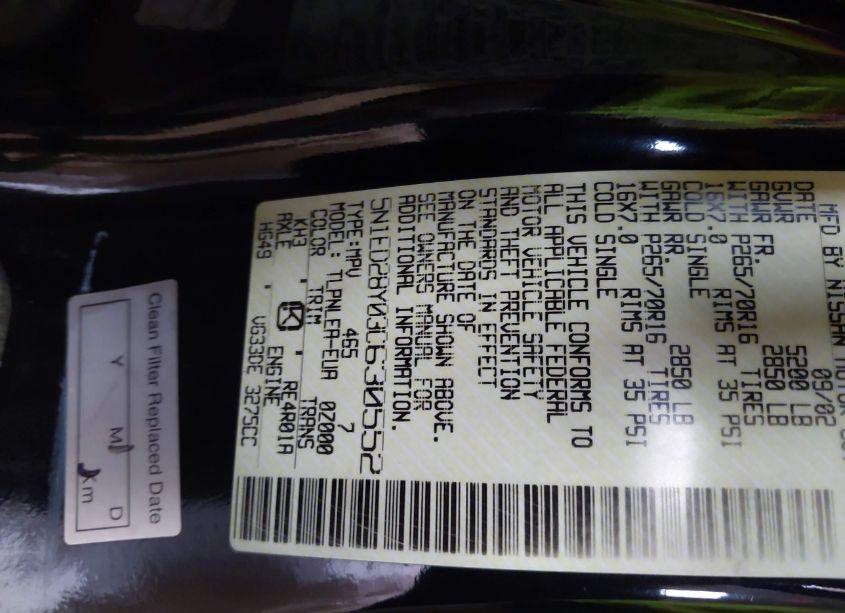 Photo 9 of 2003 Nissan Xterra XE (VIN 5N1ED28Y03C630552)