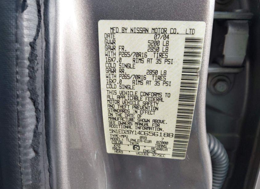 Photo 9 of 2004 Nissan Xterra XE (VIN 5N1ED28Y14C656188)