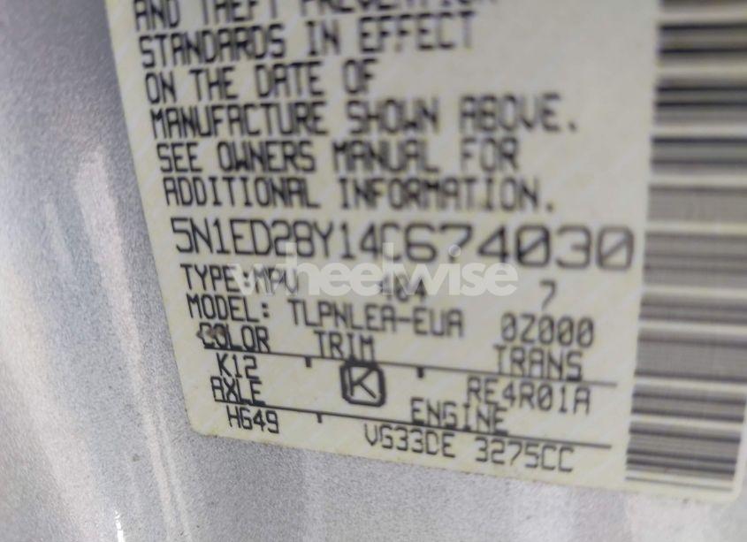 Photo 9 of 2004 Nissan Xterra XE (VIN 5N1ED28Y14C674030)