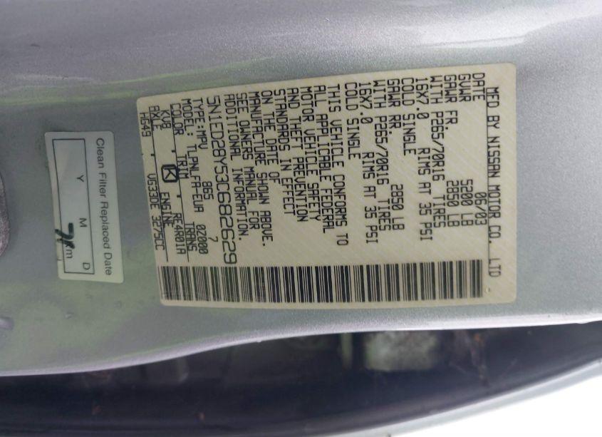 Photo 9 of 2003 Nissan Xterra SE (VIN 5N1ED28Y53C682629)