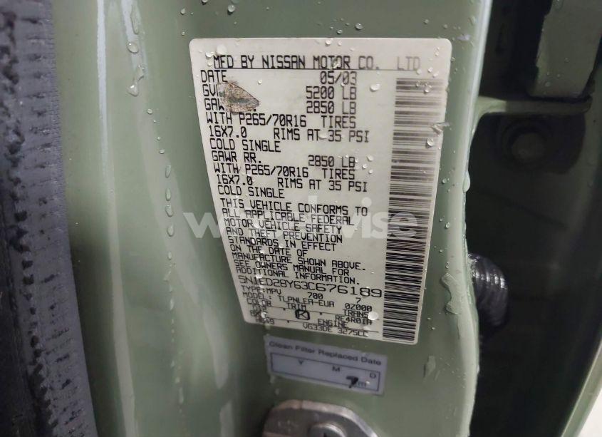 Photo 9 of 2003 Nissan Xterra XE (VIN 5N1ED28Y63C676189)