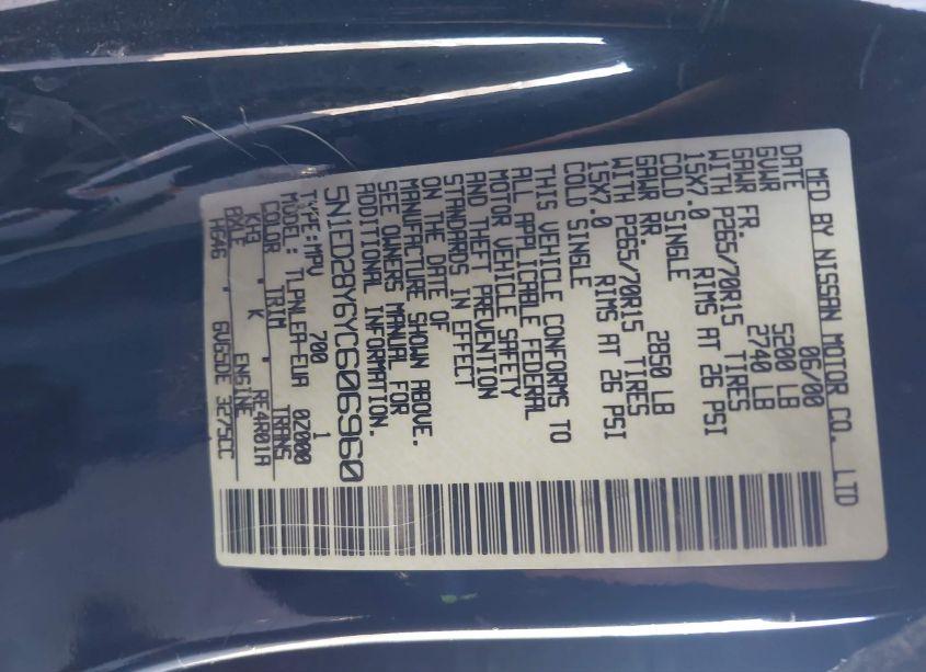 Photo 9 of 2000 Nissan Xterra SE/XE (VIN 5N1ED28Y6YC606960)