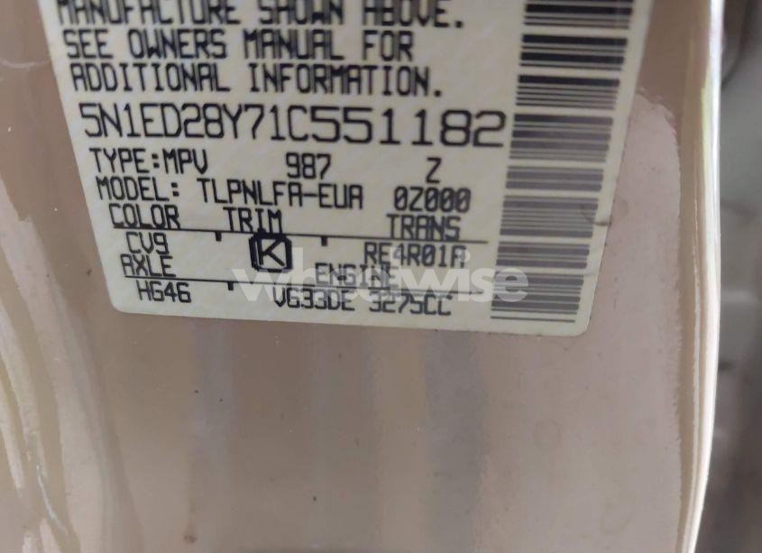 Photo 9 of 2001 Nissan Xterra SE (VIN 5N1ED28Y71C551182)