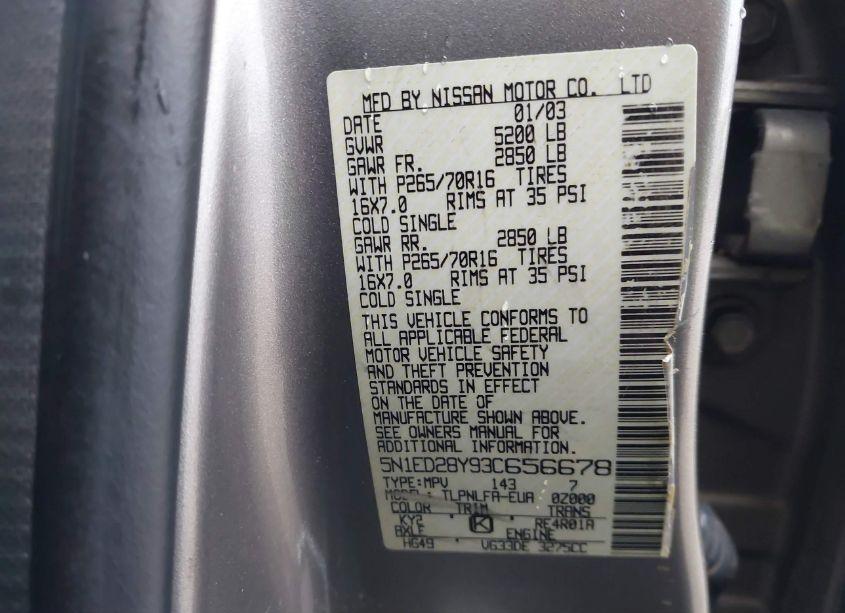 Photo 9 of 2003 Nissan Xterra SE (VIN 5N1ED28Y93C656678)