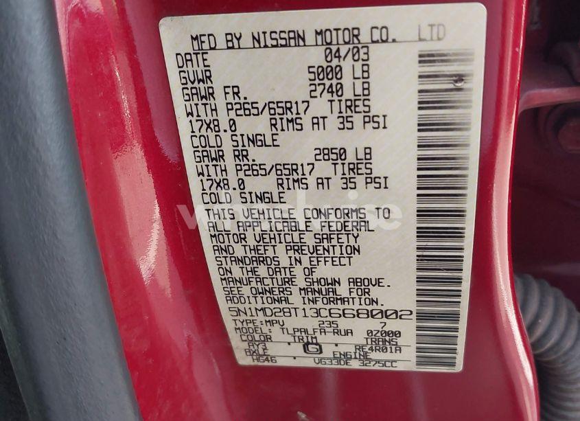 Photo 9 of 2003 Nissan Xterra SE S/C (VIN 5N1MD28T13C668002)