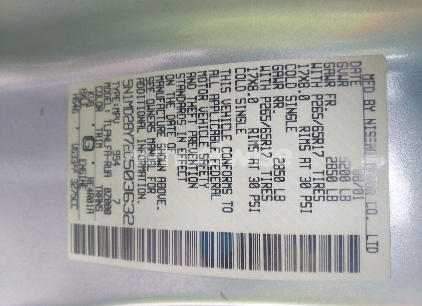 Photo 9 of 2002 Nissan Xterra SE S/C (VIN 5N1MD28Y72C503632)