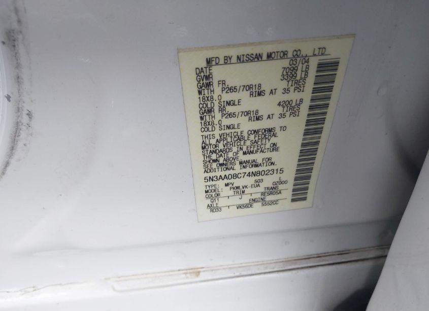 Photo 9 of 2004 Infiniti Qx56 N/A (VIN 5N3AA08C74N802315)