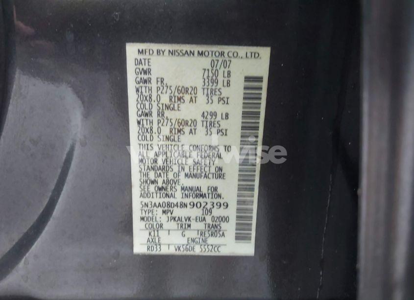 Photo 9 of 2008 Infiniti Qx56 (VIN 5N3AA08D48N902399)