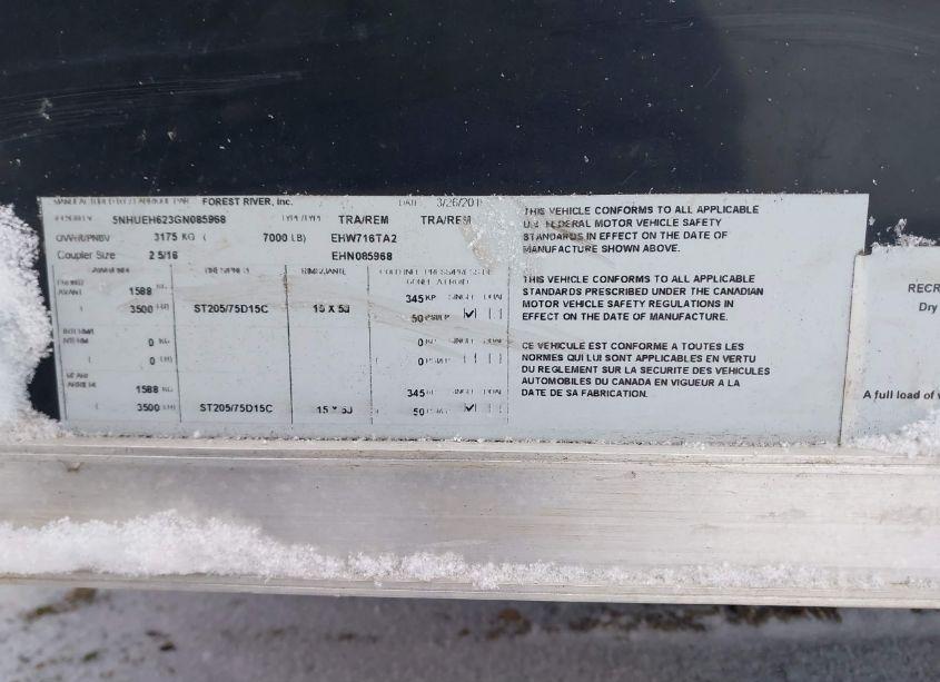 Photo 9 of 2016 Forest River CARGOMATE (VIN 5NHUEH623GN085968)