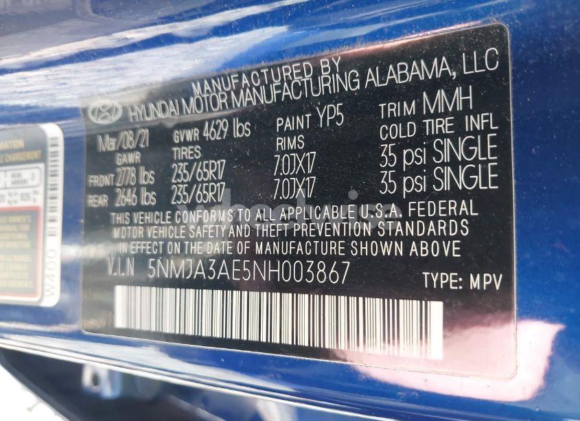 Photo 9 of 2022 Hyundai Tucson SE (VIN 5NMJA3AE5NH003867)