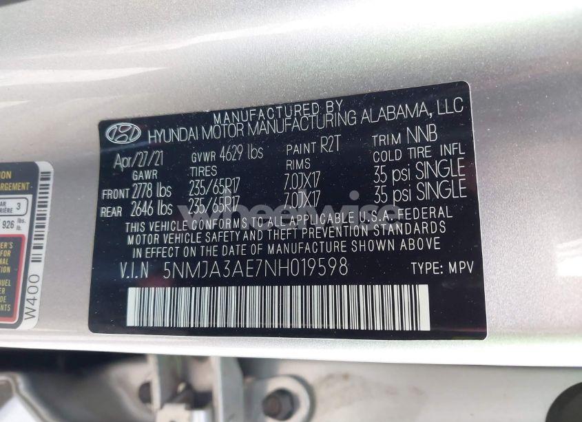 Photo 9 of 2022 Hyundai Tucson SE (VIN 5NMJA3AE7NH019598)