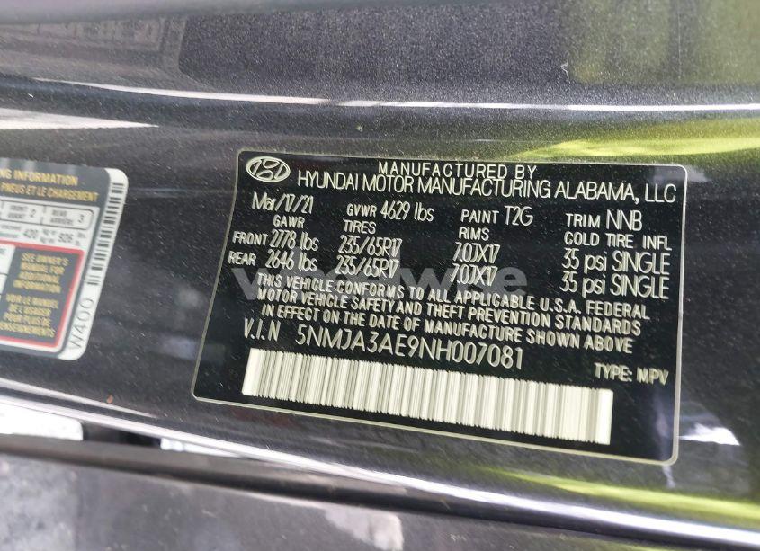 Photo 9 of 2022 Hyundai Tucson SE (VIN 5NMJA3AE9NH007081)