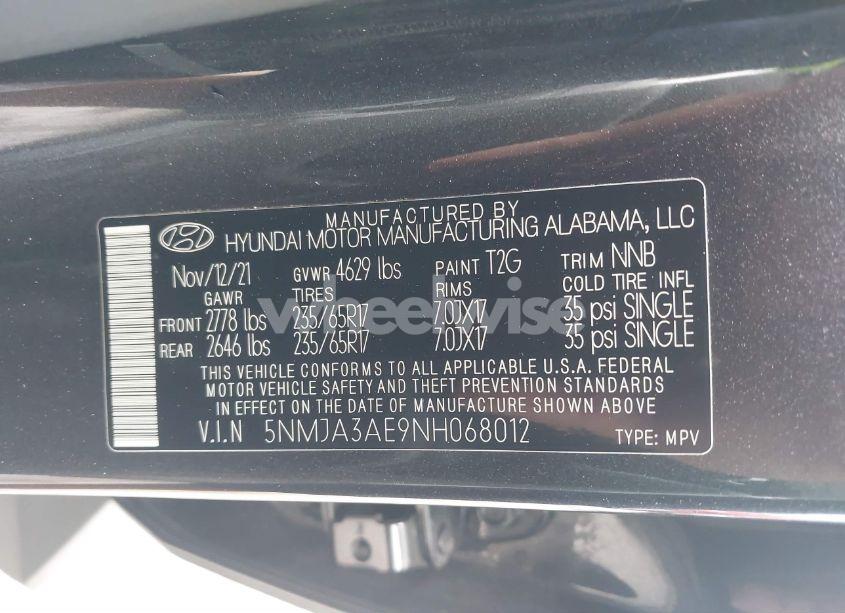 Photo 9 of 2022 Hyundai Tucson SE (VIN 5NMJA3AE9NH068012)