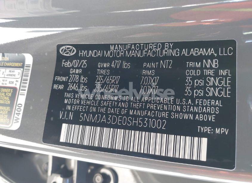 Photo 9 of 2025 Hyundai Tucson SE (VIN 5NMJA3DE0SH531002)