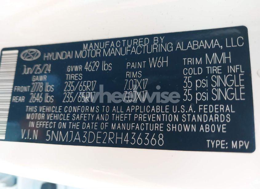 Photo 9 of 2024 Hyundai Tucson SE (VIN 5NMJA3DE2RH436368)