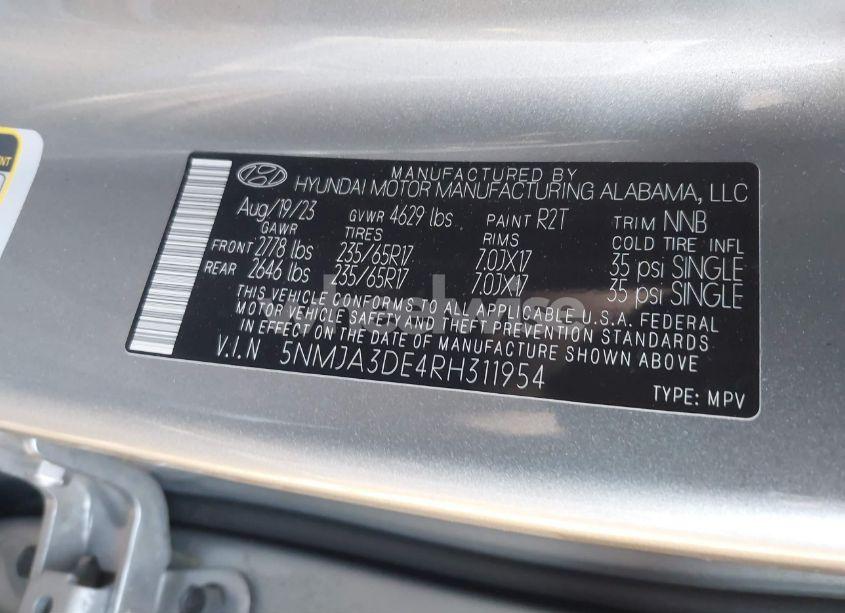 Photo 9 of 2024 Hyundai Tucson SE (VIN 5NMJA3DE4RH311954)