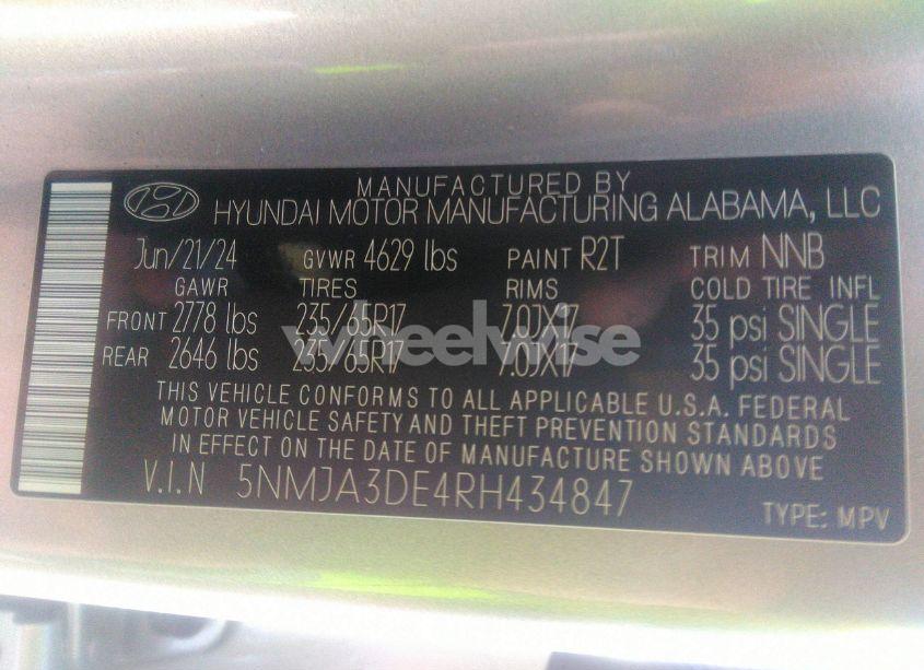 Photo 9 of 2024 Hyundai Tucson SE (VIN 5NMJA3DE4RH434847)