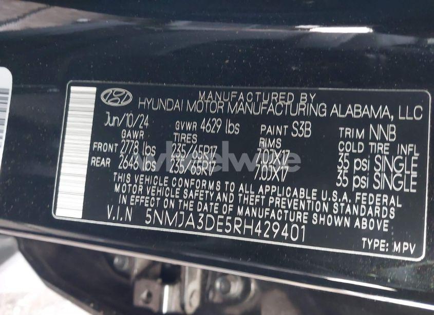 Photo 9 of 2024 Hyundai Tucson SE (VIN 5NMJA3DE5RH429401)