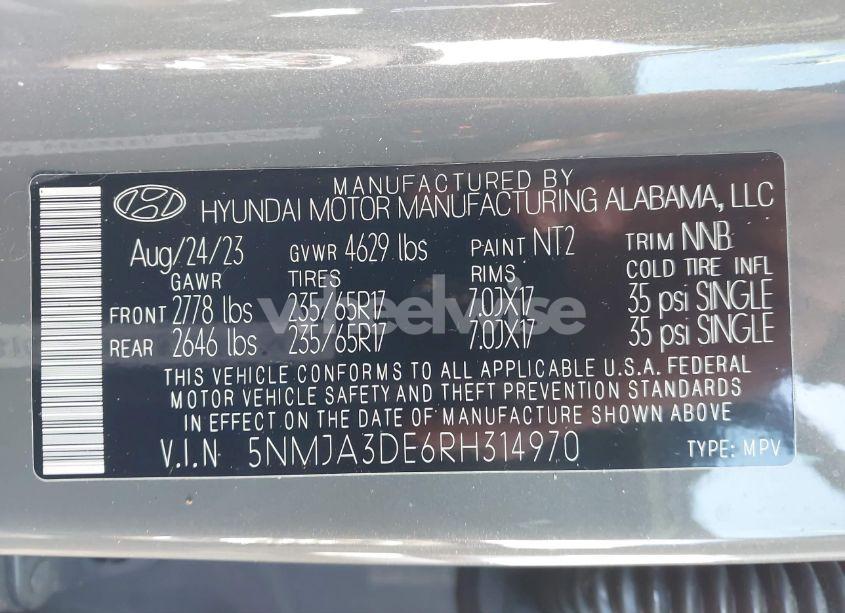 Photo 9 of 2024 Hyundai Tucson SE (VIN 5NMJA3DE6RH314970)
