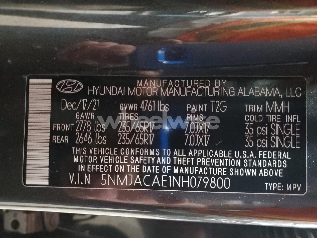 Photo 14 of 2022 HYUNDAI TUCSON SE (VIN 5NMJACAE1NH079800)