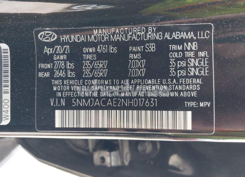 Photo 9 of 2022 Hyundai Tucson SE (VIN 5NMJACAE2NH017631)