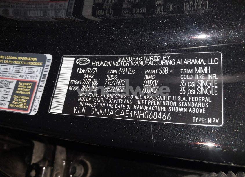 Photo 9 of 2022 Hyundai Tucson SE (VIN 5NMJACAE4NH068466)