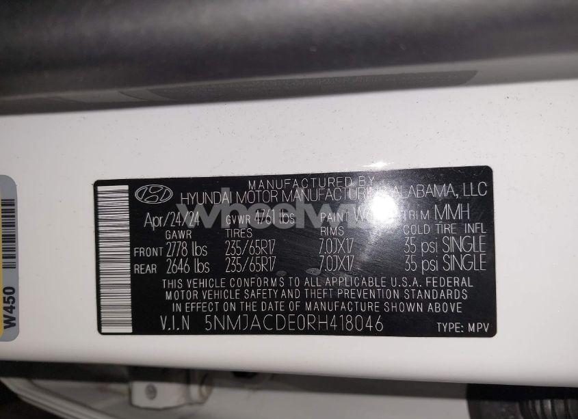 Photo 9 of 2024 Hyundai Tucson SE (VIN 5NMJACDE0RH418046)