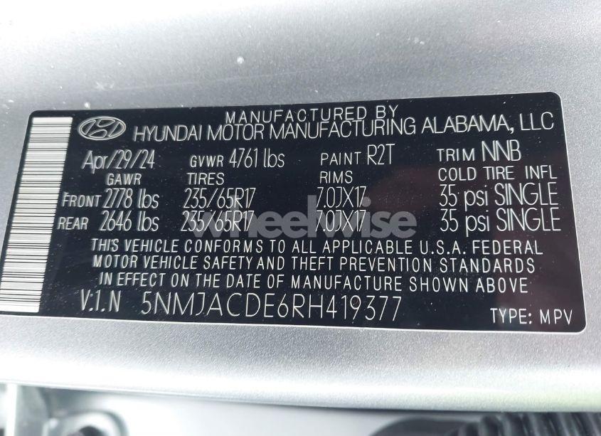 Photo 9 of 2024 Hyundai Tucson SE (VIN 5NMJACDE6RH419377)