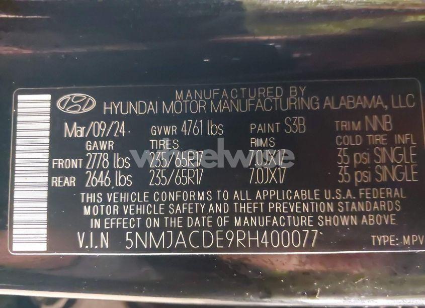 Photo 9 of 2024 Hyundai Tucson SE (VIN 5NMJACDE9RH400077)