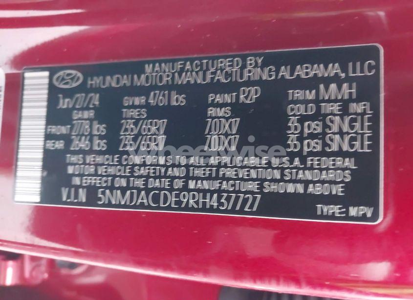 Photo 9 of 2024 Hyundai Tucson SE (VIN 5NMJACDE9RH437727)